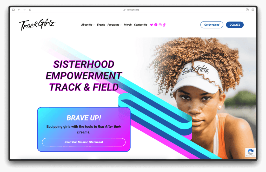 TrackGirlz.org Homepage Screenshot